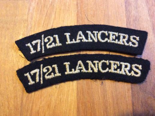17/21st Lancers Cloth Shoulder Titles 