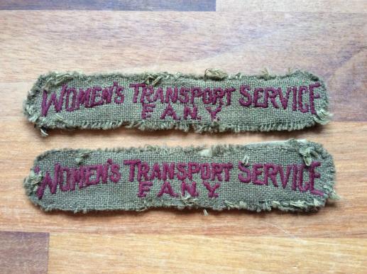 WW2 F.A.N.Y WOMENS TRANSPORT SERVICE Shoulder titles