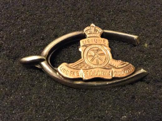 Post 1902 Royal Artillery Silver/gold wishbone Sweetheart brooch 