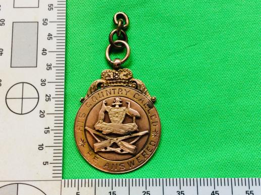 9ct gold WW1 Australian Return from the Front Fob, Pte Elliot