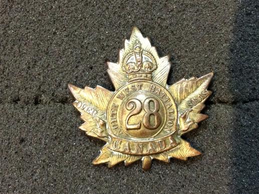 WW1 28th Infantry Batt, “North West Regiment” Collar Badge  