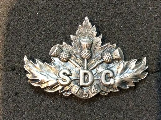 WW1 C.E.F Officers Silver 154th S.D.G Collar Badge By Gaunt 