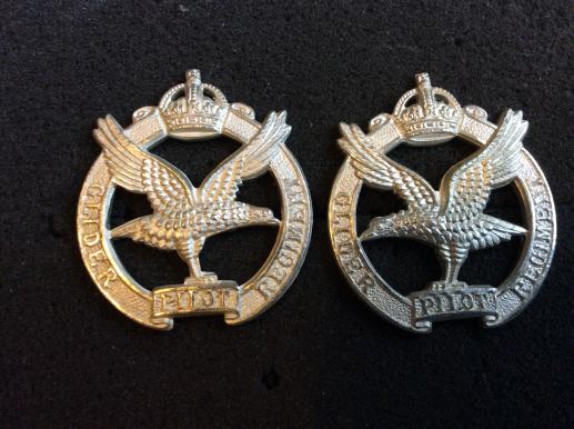 K/C Glider Pilot Regiment Officers frosted silver collar badges 