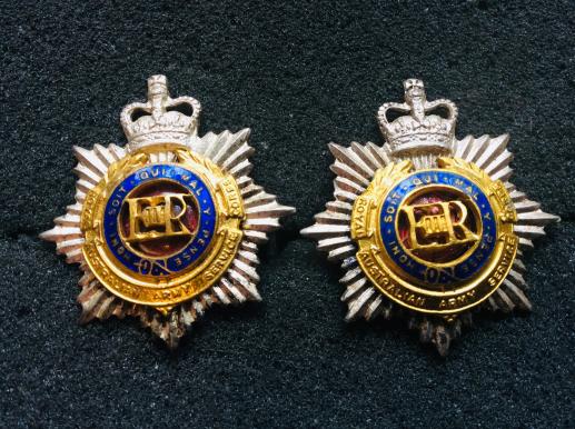 Officers R.A.A.S.C Bi-metal & enamel collar badges 