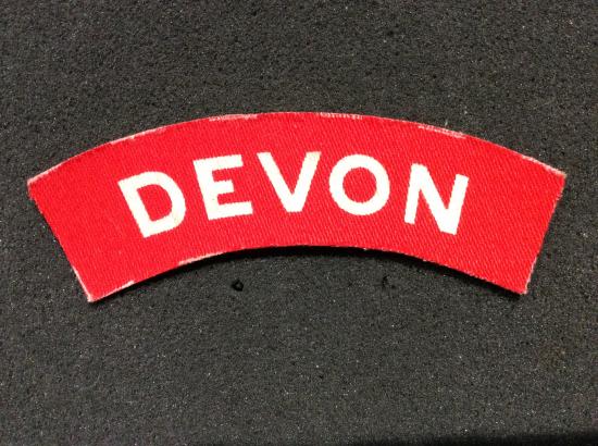 WW2 Printed DEVON Shoulder Title