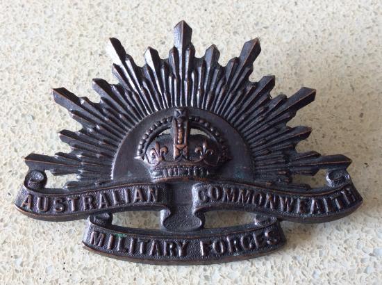 WW1/2 AIF Rising Sun Hat Badge, By STOKES, mint example