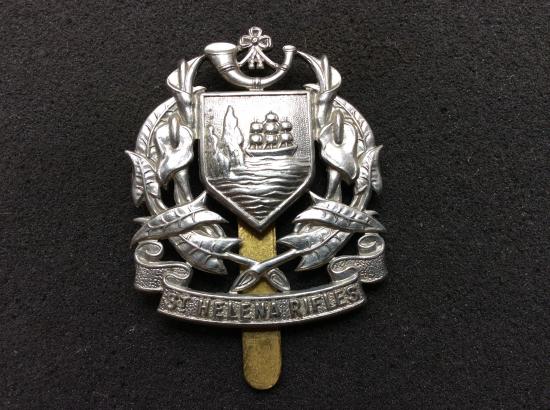 St Helena Rifles white Metal Cap Badge 1914-46