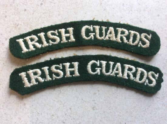 WW2 IRISH GUARDS cloth Shoulder titles, matching pair