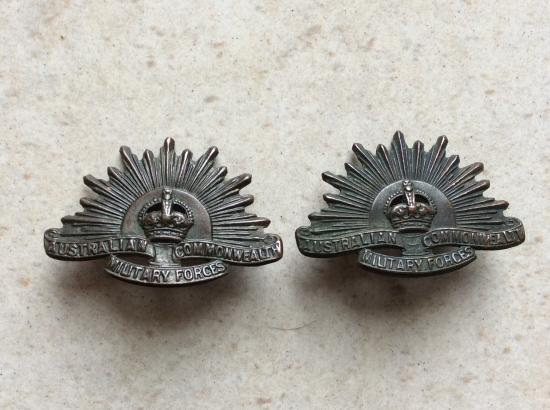 WW1/2 Australian (AIF) Rising Sun Collar badges