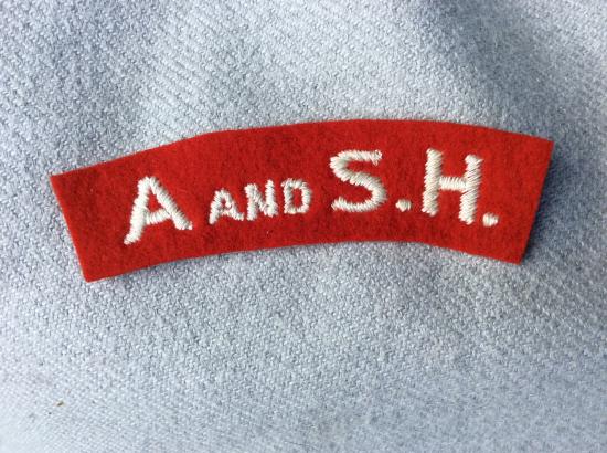 A and S.H cloth Shoulder title