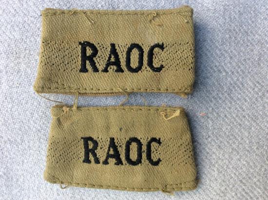 WW2 R.A.O.C Indian made slip on Shoulder Titles