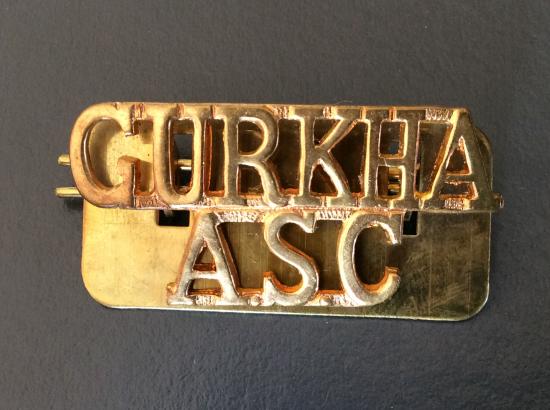 GURKHA A.S.C ( Army Service Corps) Brass Shoulder Title