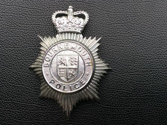 Q/C Bournemouth Police chrome helmet plate