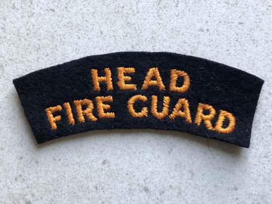 WW2 Civil Defence HEAD FIRE GUARD cloth badge