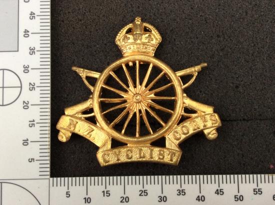 WW1 N.Z Cyclist Corps gilded brass cap badge