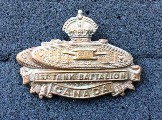 WW1 1st Canadian Tank Battalion Collar Badge