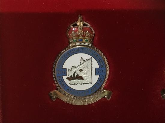 RAF 501 County of Gloucestershire squadron Battle of Britain silver/enamel commemorative plaque