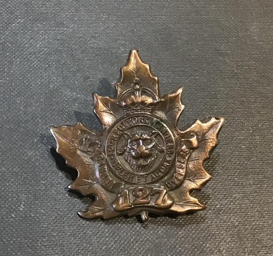 WW1 C.E.F 127th Batt (York County) cap badge