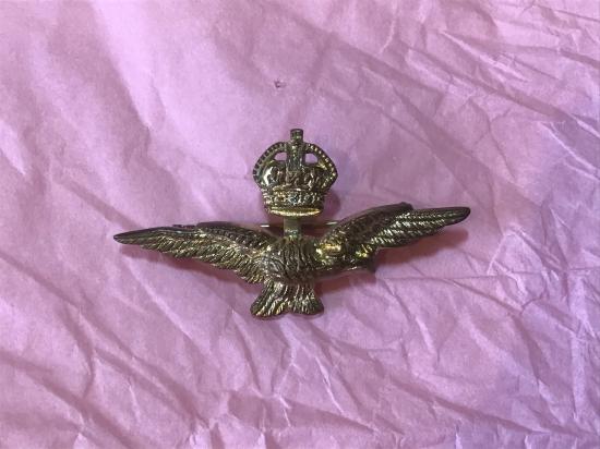 WW2 R.A.F officers side cap hat badge