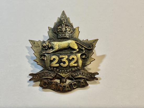 WW1 C.E.F 232nd Infantry Battalion (Saskatchewan) cap badge