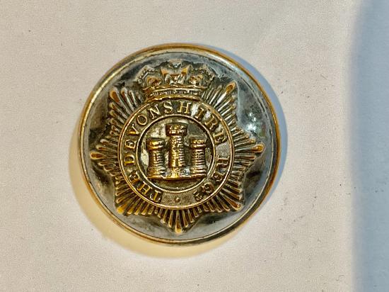 Victorian The Devonshire Regt, officers silver plated button