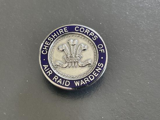 WW2 Cheshire Corps of Air Raid Wardens lapel badge