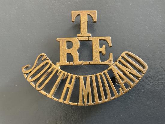WW1 T/R.E SOUTH MIDLAND brass shoulder title