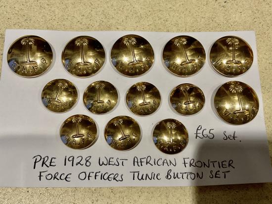 W.A.F.F, Complete set of gilt officers tunic buttons by Dowler