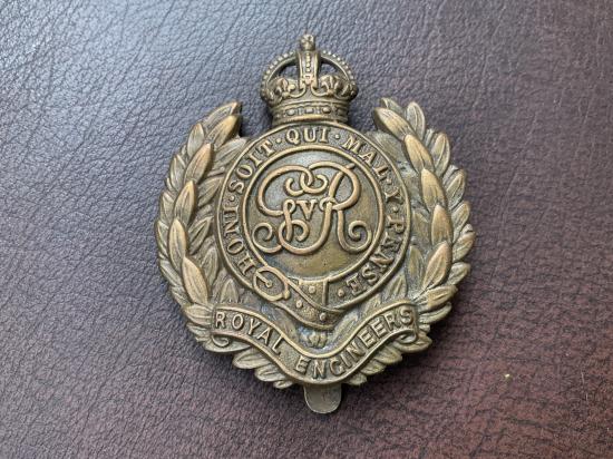 WW1 Economy brass Royal Engineers other ranks cap badge