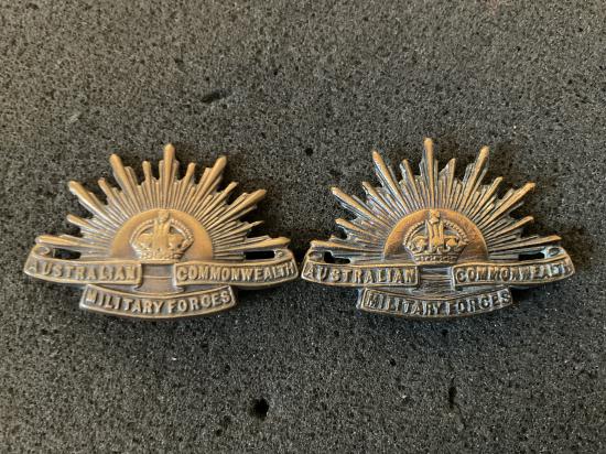 WW1 British made Tiptaft Birmingham Rising Sun collar badges