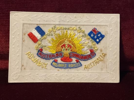 WW1 Australian Military Forces silk postcard