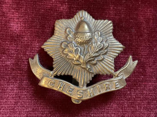WW1 Cheshire regiment brass economy cap badge