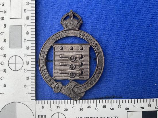 WW2 Australian A.O.C cap badge, oxidised finish version
