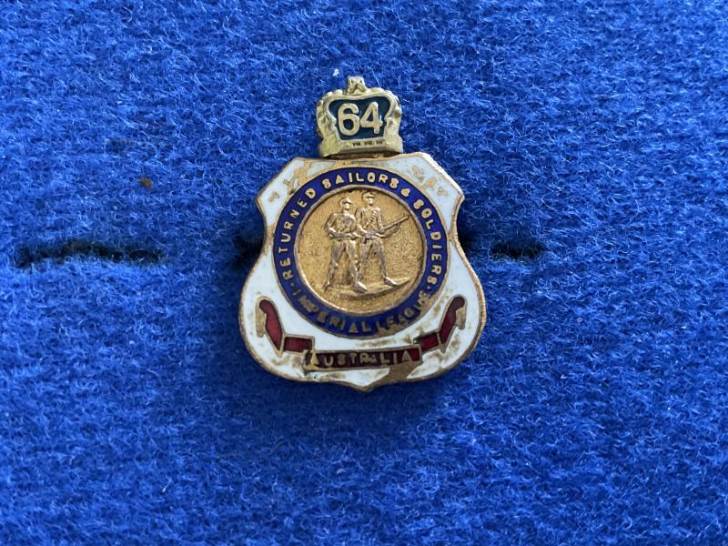 Australian R.S.S.I.L lapel badge with 1964 on crown