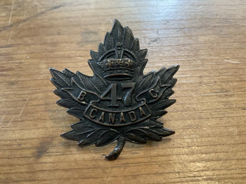 WW1 Canadian 47th Battalion (B.C) cap badge