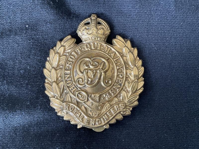 WW1 all brass economy Royal Engineers cap badge