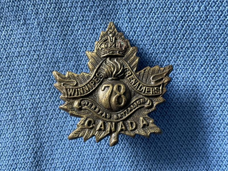 WW1 78th Infantry Battalion “Winnipeg Grenadiers” collar