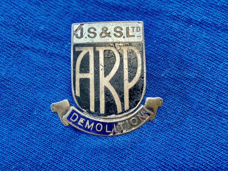 WW2 A.R.P lapel badge, J.S & S. Ltd (Demolition)