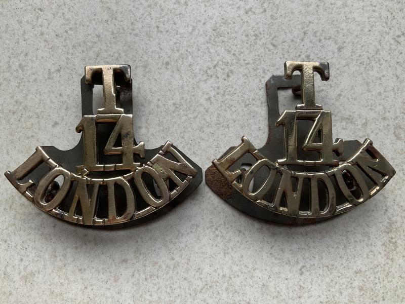 WW1 T/14/LONDON (London Scottish) brass shoulder titles