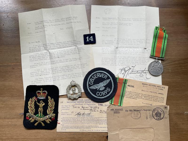 WW2 R.O.C items from No7 Group, Levenshulme , Manchester