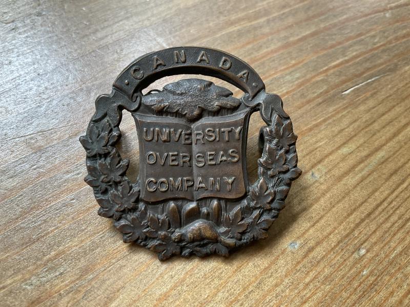 WW1 Canadian University Overseas Company cap badge