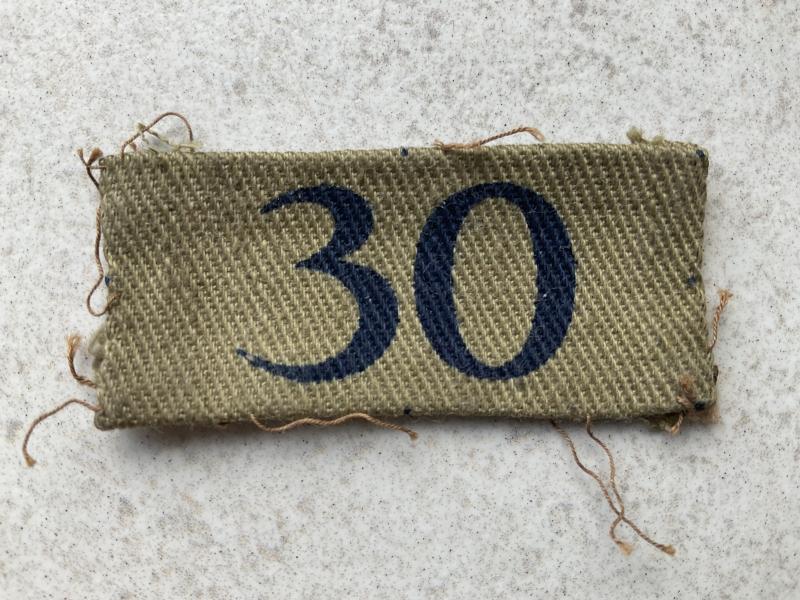 WW2 Home Guard cloth number 30 shoulder title