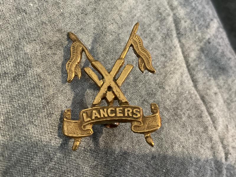 WW2 Indian Army 15th Lancers ORs cap badge