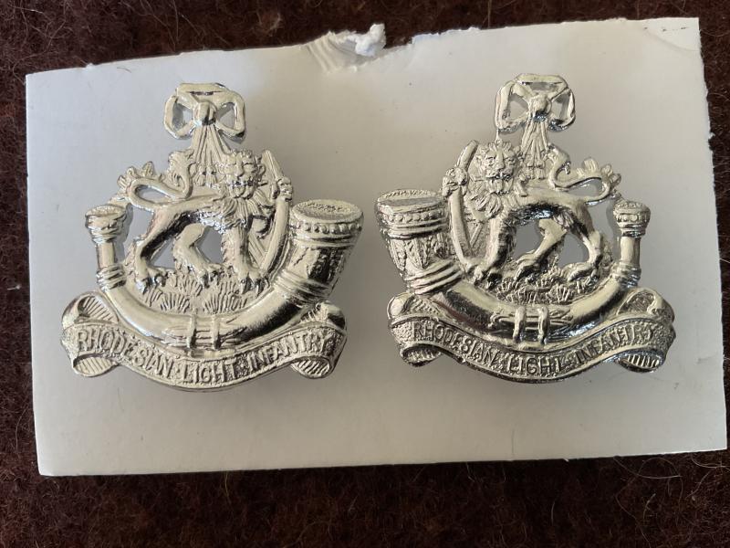 Rhodesian light infantry anodised collar badges
