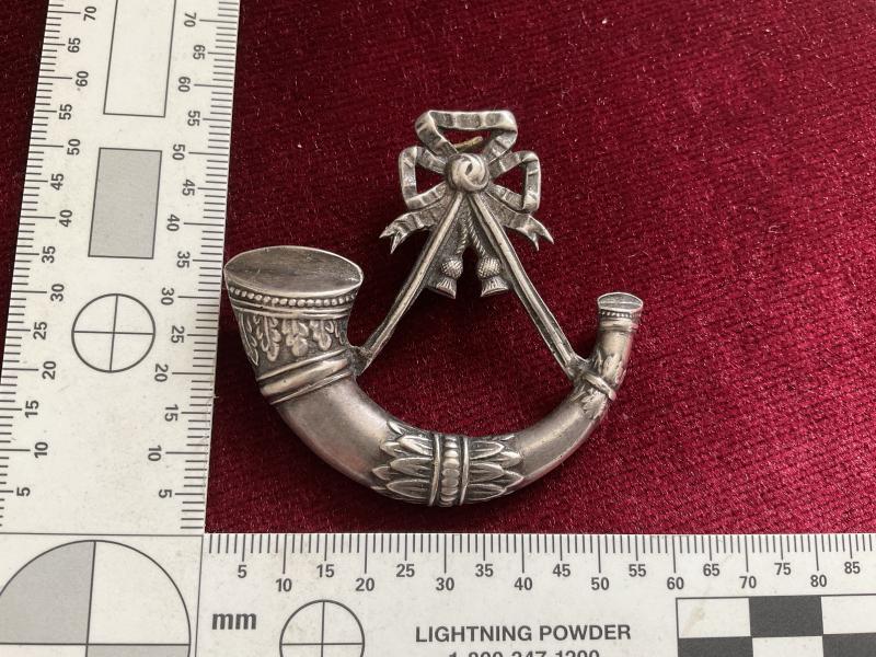 Light infantry, cross belt or pouch silver bugle badge