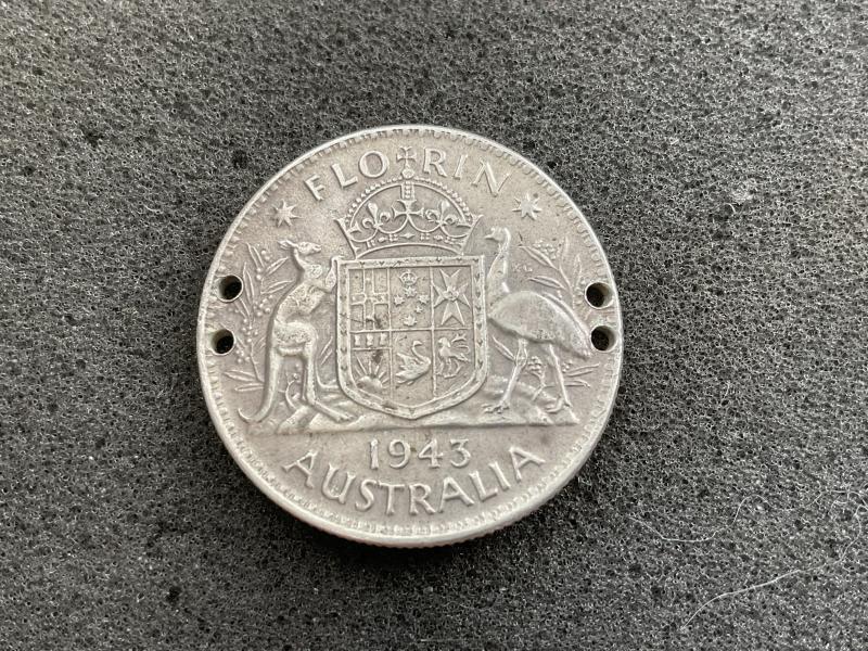 1943 Australian Florin engraved coin