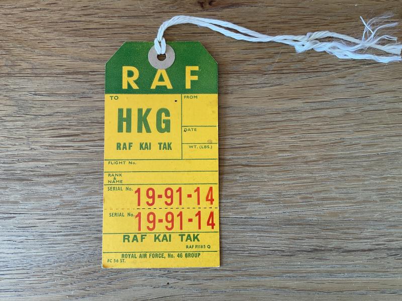 R.A.F KAI TAK (Hong Kong) luggage label