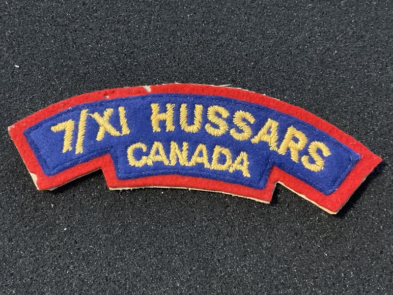 WW2 7/XI HUSSARS CANADA shoulder title