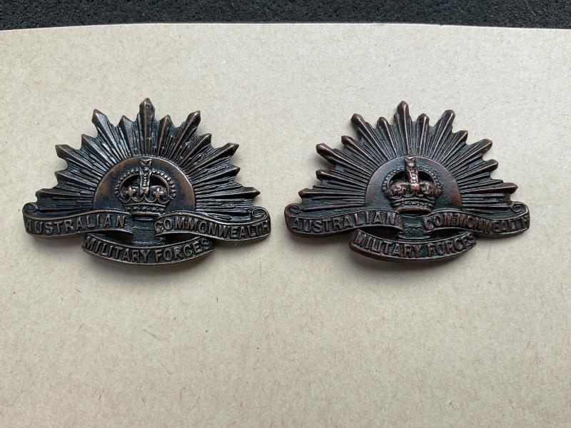 WW1/2 Australian Rising Sun Collar badges