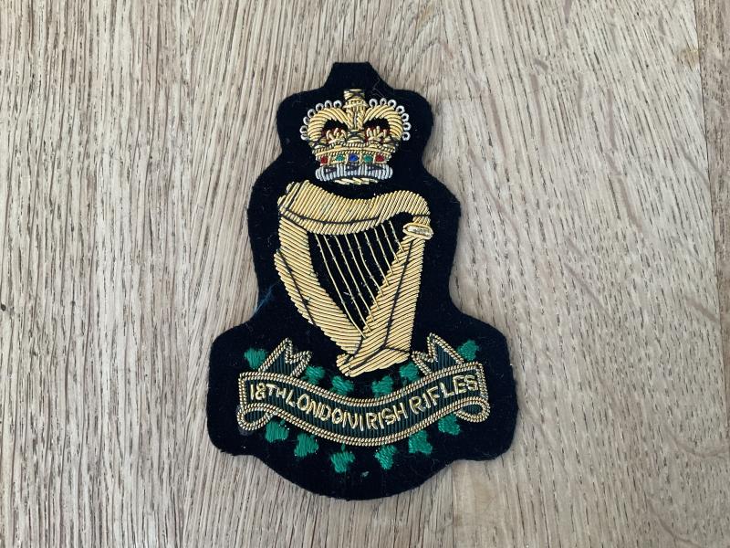 18th London Irish Rifles bullion blazer badge